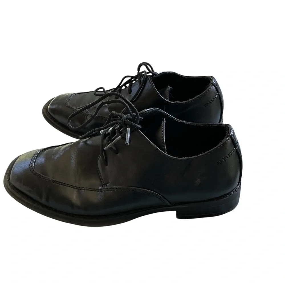 Sonoma Youth Boy's Alexander Lace Up Comfort Dress Shoes Black Size 1 Church